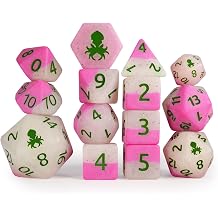 Kraken Dice Pink Dragon Fruit Glow in The Dark 14pc Dice Set Inked in Green