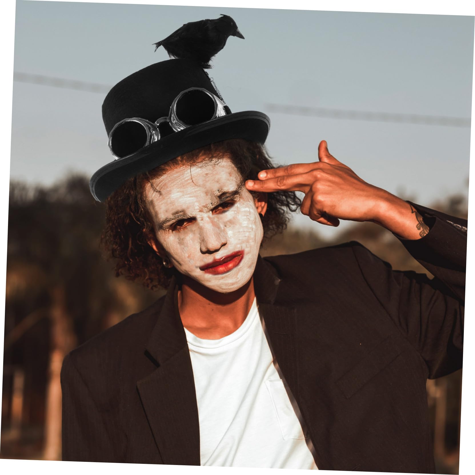 Cabilock Sombrero Hecho de Telas No Tejidas y Plástico Retro Gótico Steampunk Negro para Fiestas de Halloween y Eventos Electrónicos Adecuado para Disfraz y Ambiente Halloween