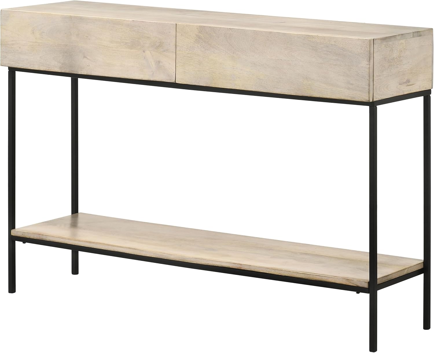 Coaster Home Furnishings - Rubeus - Wood and Metal - 2-Drawer Console Table with Open Shelf, Two-Tone Design and Straight Legs - Entryway & Living Room - 48-Inch - White Washed - 959541