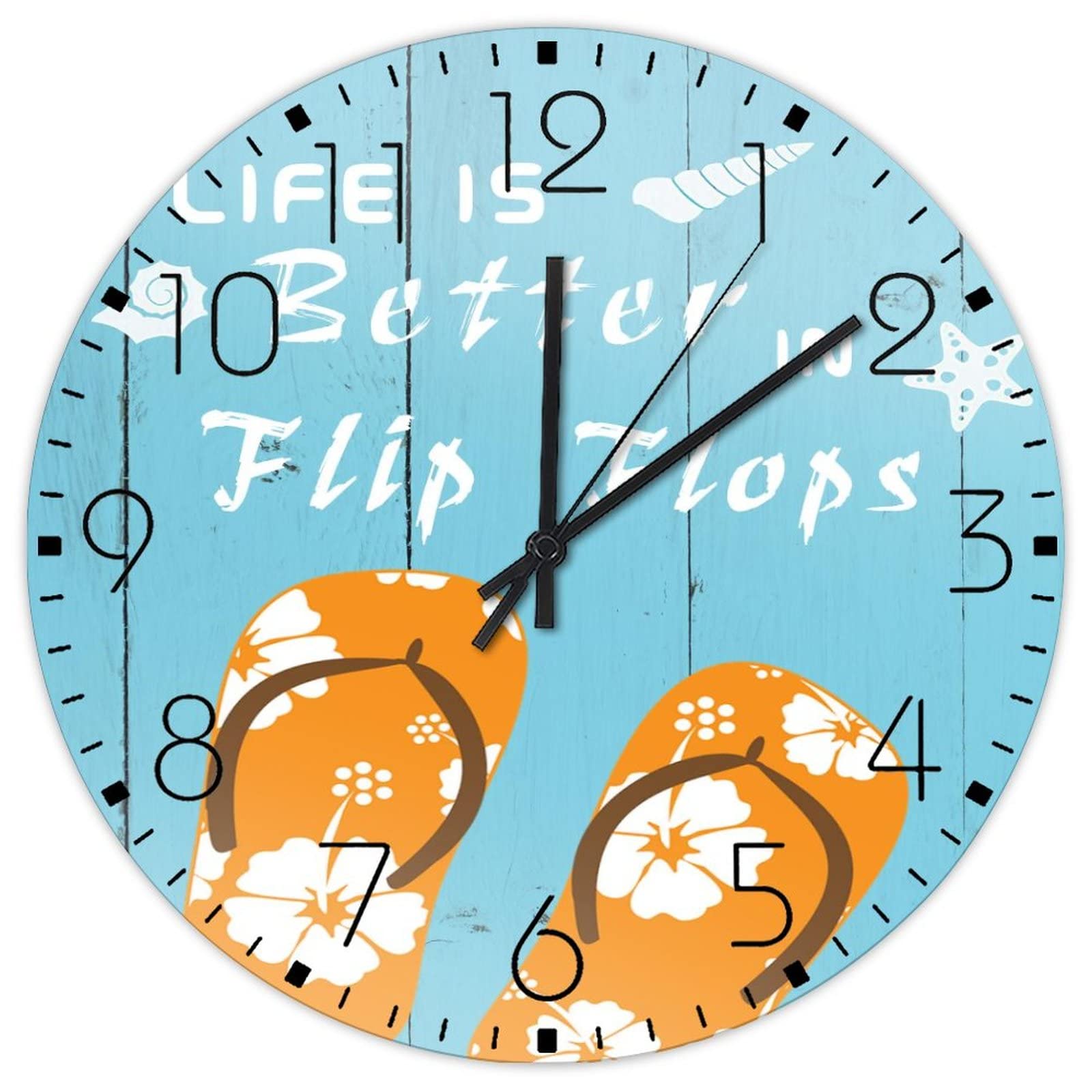 Horloge murale en bois style océan pour terrasse et salle de bain