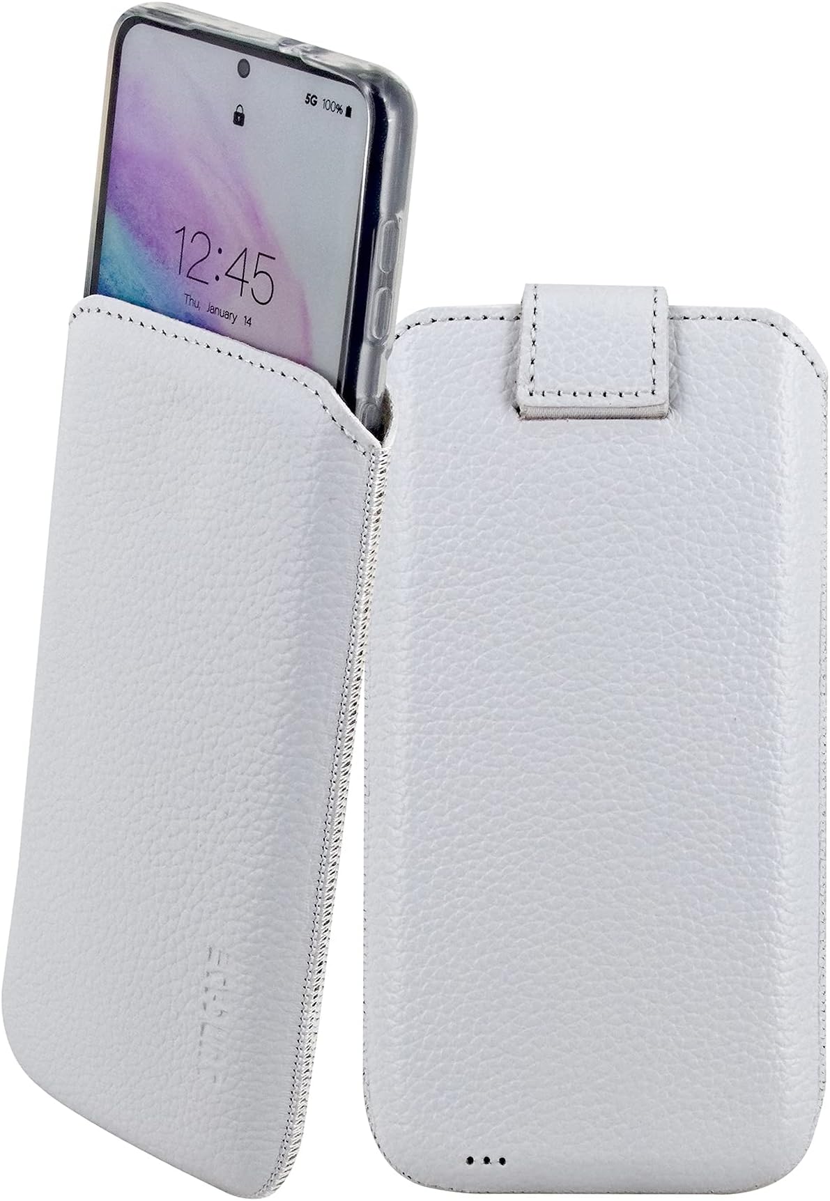 Genuine Leather Case Compatible with Xiaomi 15 Ultra Case Inner Dimensions: Approx. 164 x 78 x 14 mm (Fits Only with Silicone/Case/Bumper) in Full-Grain White