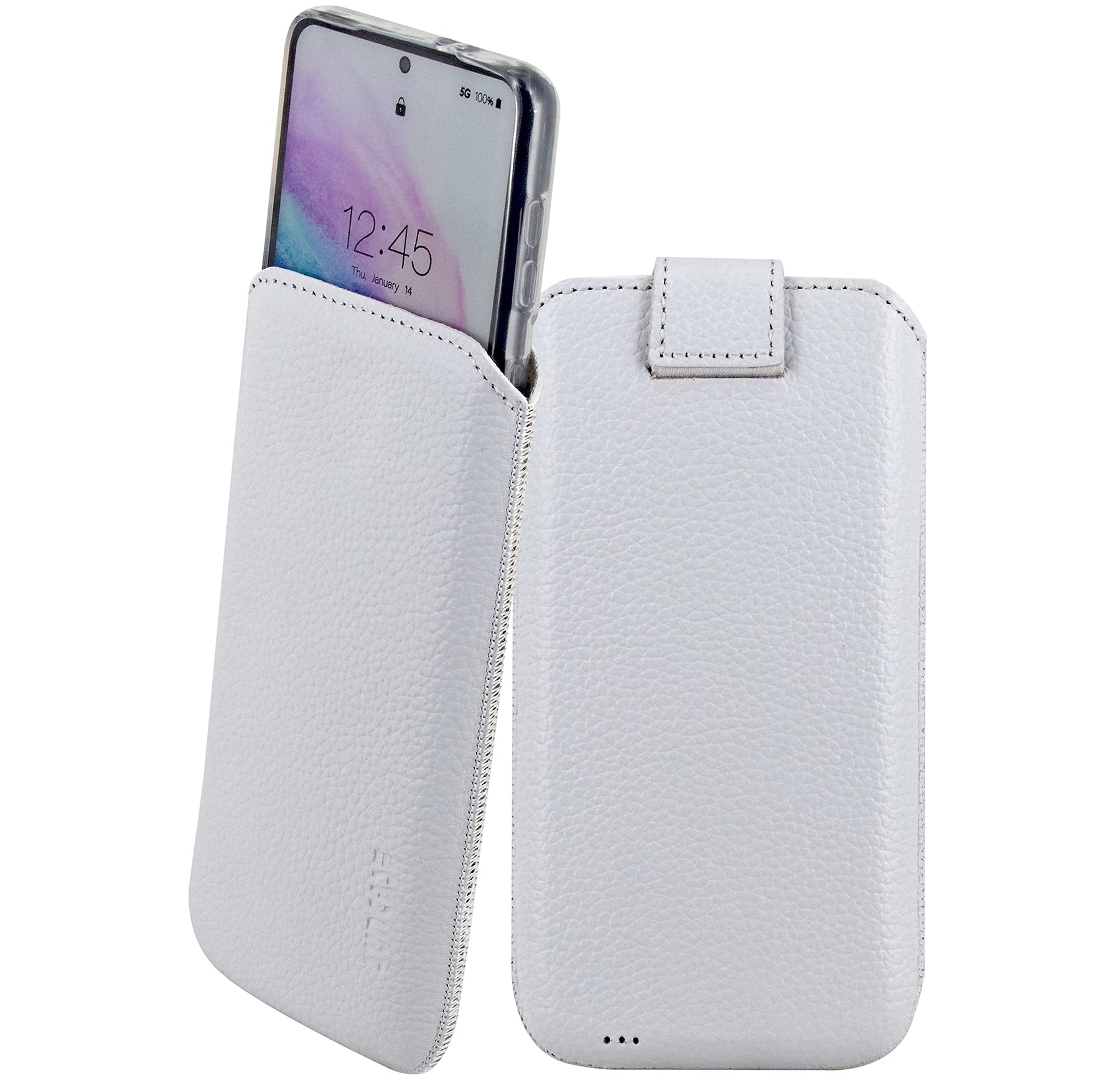 Genuine Leather Case Compatible with Xiaomi 15 Ultra Case Inner Dimensions: Approx. 164 x 78 x 14 mm (Fits Only with Silicone/Case/Bumper) in Full-Grain White
