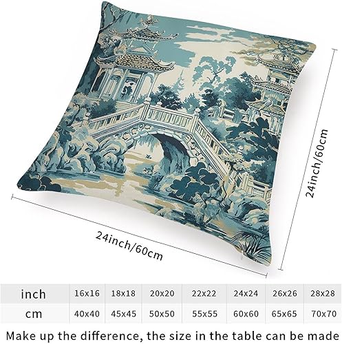 Vista 135 de ArogGeld Funda de cojín de chinoiserie japonesa chinoiserie asiática, fundas de almohada de pagoda azul asiática, funda de almohada oriental de A-1