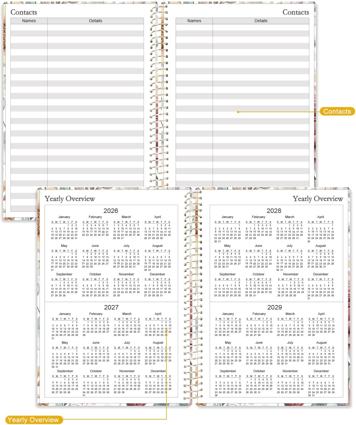 5 Year Journal | One Line a Day Jouranl | Quick and Easy Five Year Daily Journal System | Five Year Day by Day Planner for Woman & Man, 5.8" x8.5", Colorful Large Flower