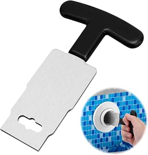 Pool Plug Removal Tool, Eyeball Seat Removal Tool with Handle Grip Metal Drain Plug Stopper Release Utensil for Hayward Nozzles Above & Inground Pool Spa Return Jet Inlet Fittings (Black)