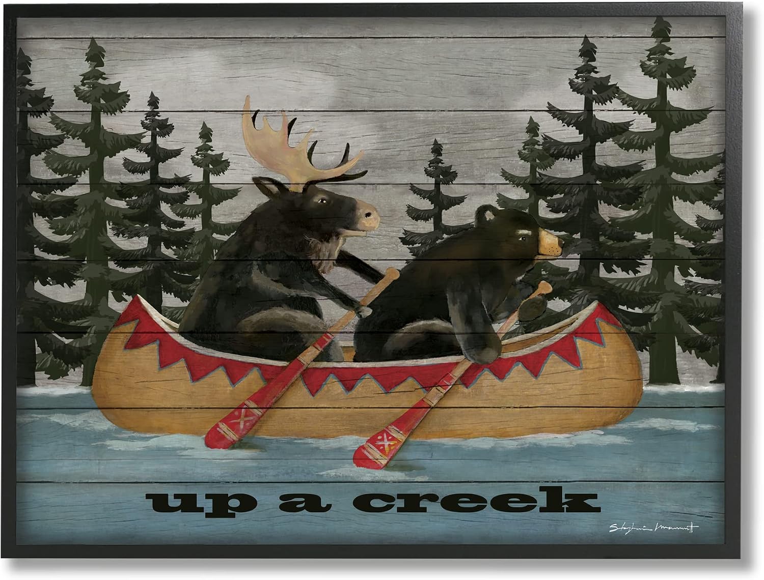 Stupell Industries Up A Creek Woodland Cabin Canoe Framed Giclee Art, Design by Stephanie Workman Marrott