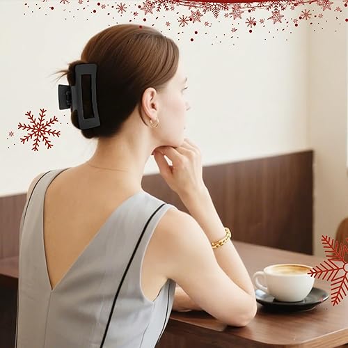 Miniatura 45 de TOCESS Paquete de 8 pinzas grandes negras para el cabello para mujer, pinzas grandes para cabello fino y rizado, agarre fuerte de los años 90, 4.33