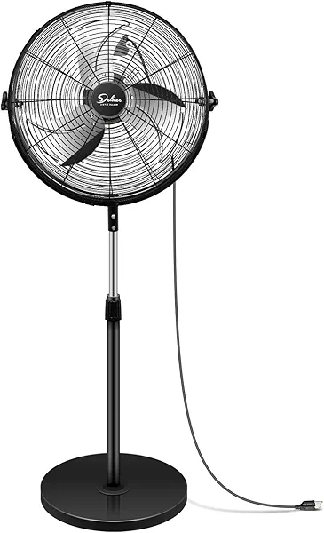 Simple Deluxe 18 Inch Mental Pedestal Fan, Adjustable Height and Tilt,3-Speed Heavy Duty High Velocity Standing Fan, Industrial Oscillating Fan for Patio, Garage, Workshop, Home, Greenhouse Use，Pro
