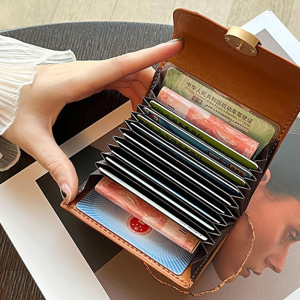 Leheybia 1 Pcs Checkered Wallet Checker Card Bag Card Holder Wallet Card Holder Wallet Wallet for Woman(Coffee, Black And White) (Coffee) - Image 6