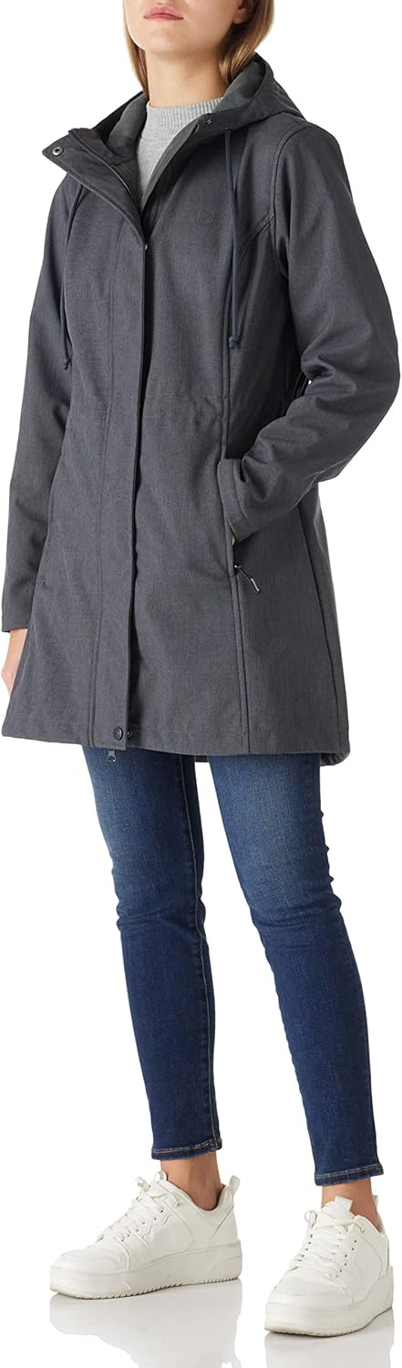 Outdoor Ventures Women’s Lightweight Waterproof Fleece Lined Hooded Softshell Rain Jacket, Warm Windbreaker Long Coat