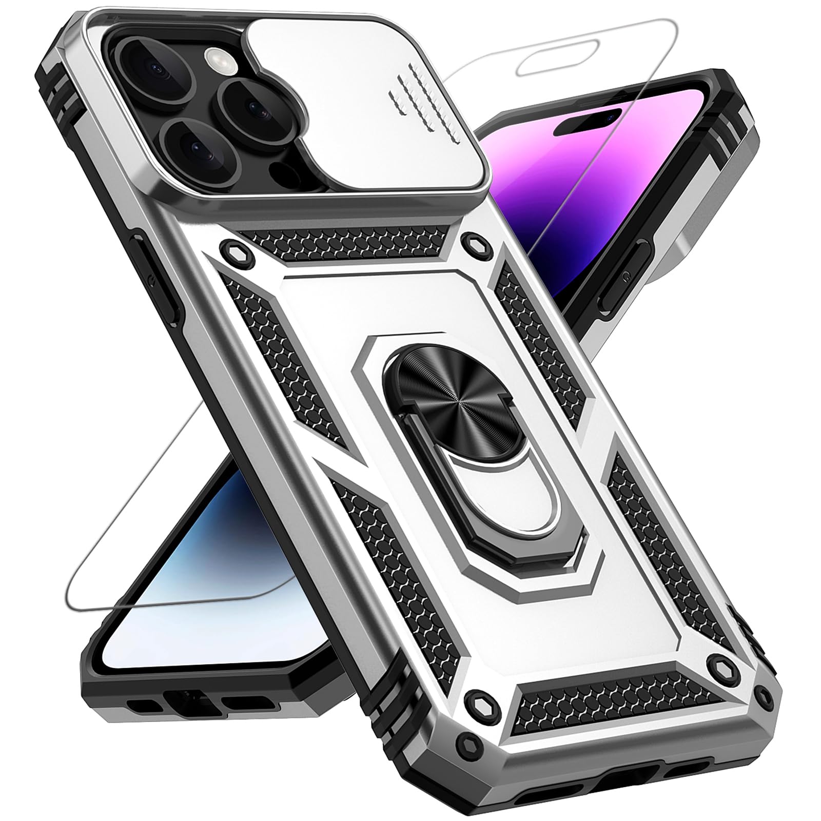 Coque iPhone 14 Pro Max protection de qualité militaire avec béquille et cache caméra - 8