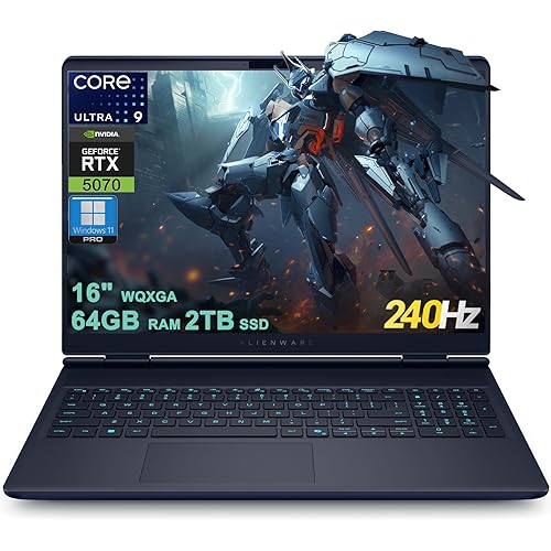 Dell Alienware 16X Aurora Gaming AI Laptop 16" WQXGA 240Hz (100% DCI-P3) Intel 24-core Ultra 9 275HX 64GB RAM 2TB SSD GeForce RTX 5070 (Up to 798 AI Tops) Thunderbolt Win11Pro w/Copilot