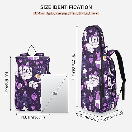 Miniatura 3 de Women Men Tennis Backpack Large Sturdy Cartoon Cute Purple Birthday Dog 3 Rackets Badminton Shoulder Bag for Women Men para raqueta