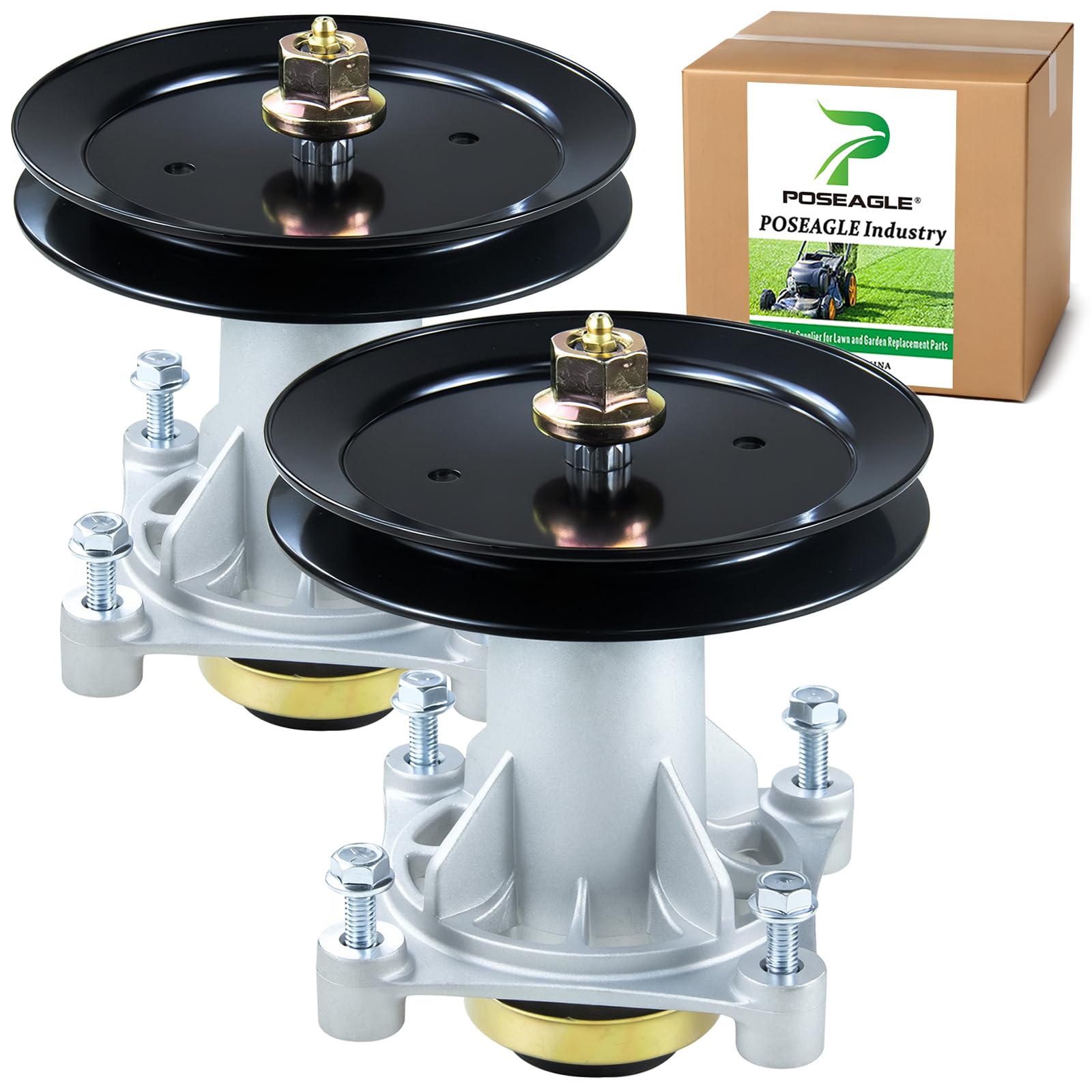 Photo 1 of POSEAGLE 2 Pack 587819701 Spindle Assembly with 532197473 Spindle Pulley Replaces 532187281 587820301 532187292 587253301 532195945 for Craftsman 42" 46" YT3000 YT4000 YTH18542 YTH22V46 Mowers
