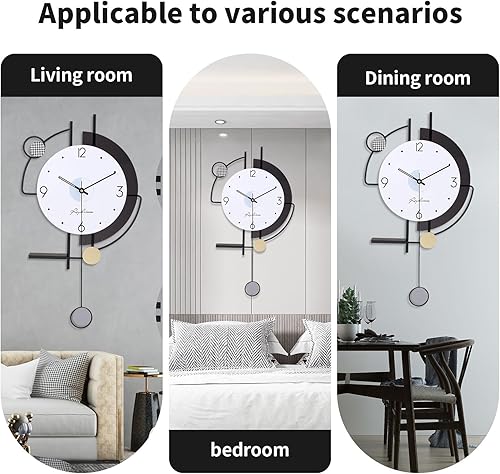 Miniatura 5 de Relojes de pared grandes silenciosos reloj de pared grande de metal, reloj creativo sin tictac, funciona con pilas, reloj moderno de cuarzo para