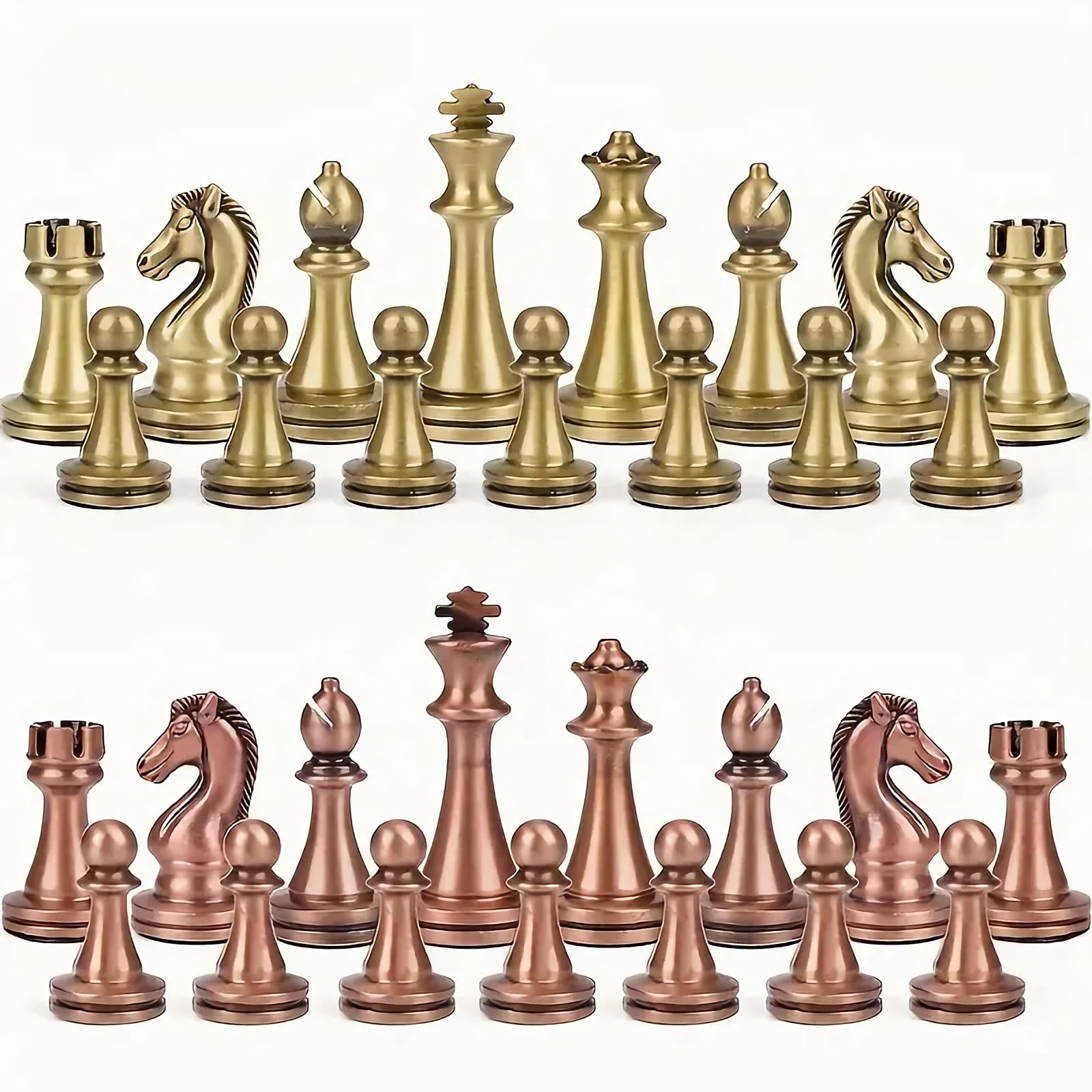 LuckyWish Staunton Weighted Metal Chess Pieces Chessmen with 2.6 Inch King Felted 2 Extra Queens Chess Pieces Only, No Board