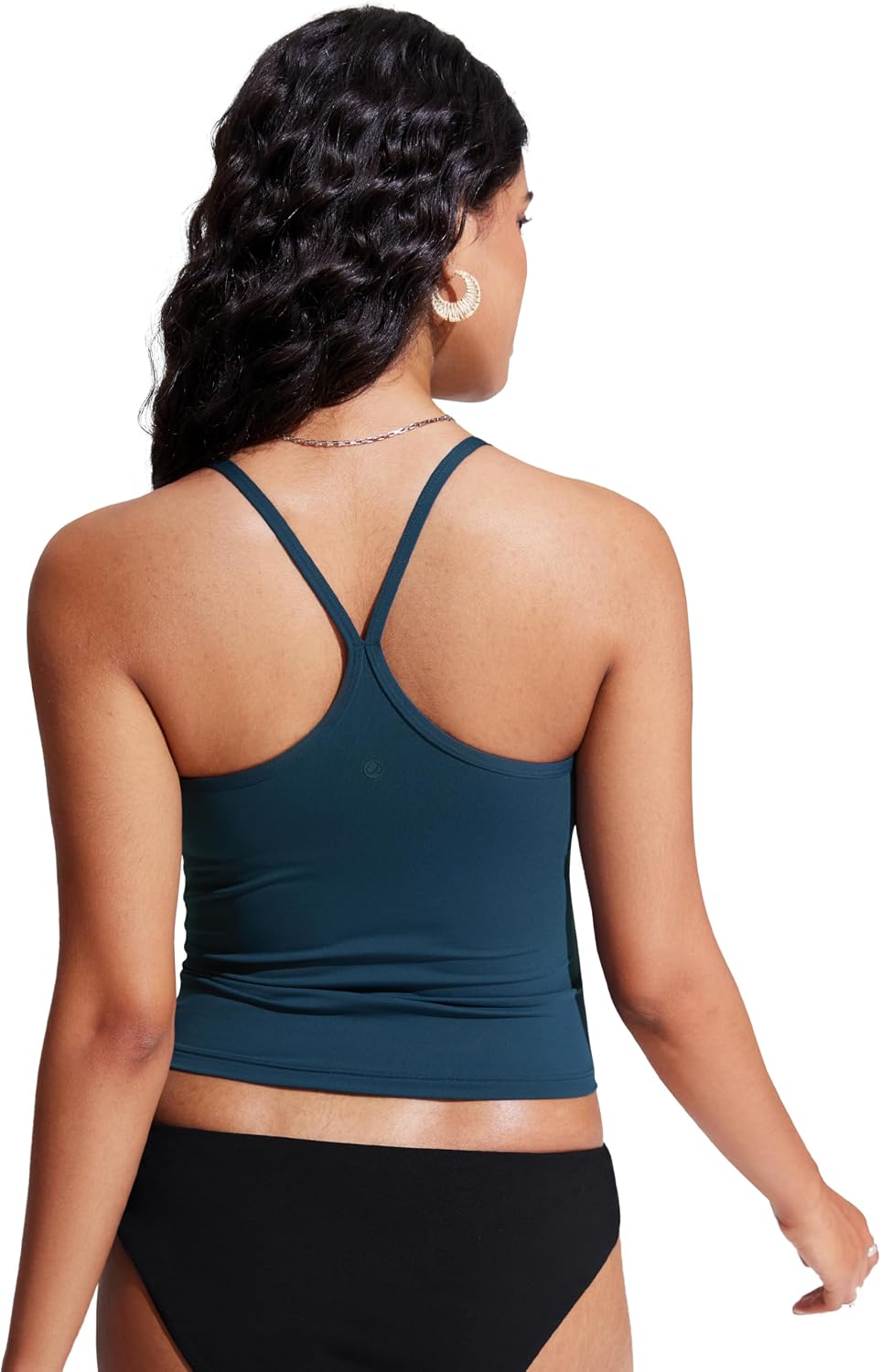 CRZ YOGA Spaghetti Straps Tankini Tops for Women - Padded Racerback Scoop Neck Bathing Suit Crop Swim Tank