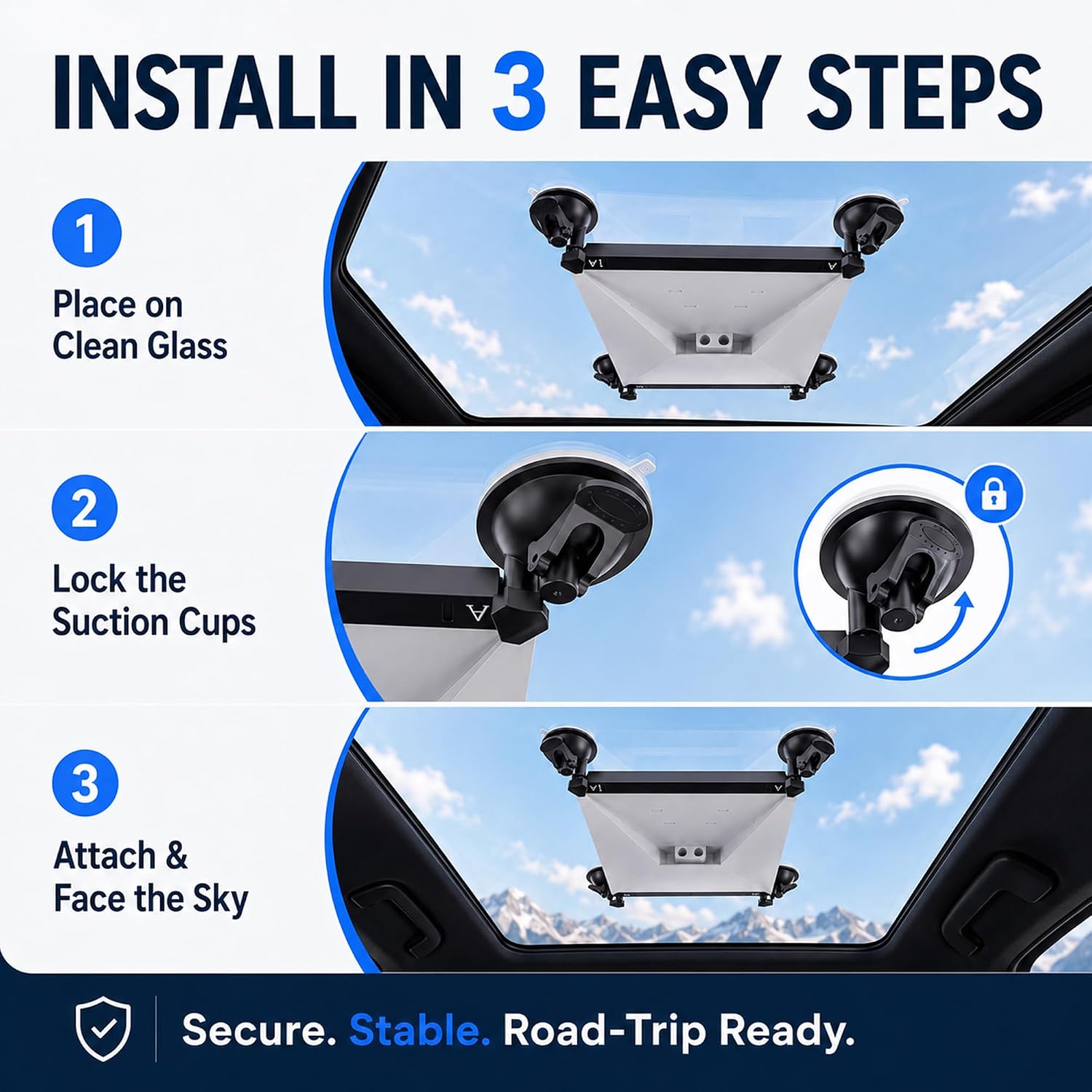 Starlink Mini Mount, Suction Cup Glass Mount, Heavy Duty Base