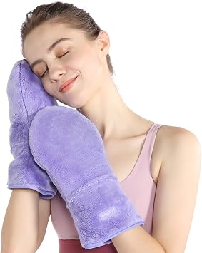 SuzziPad Microwavable Heating Gloves for Hands Soothing & Warming, Purple | Washable Hand Warmers; Hand Heating Pad for Soothing Fatigue; Microwave Moist Pads for Heat Compress to Reduce Discomfort