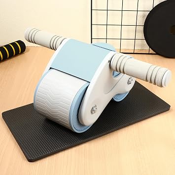 Automatic Rebound Ab Roller Wheel Includes Kneel Pad with Double Wheels and Enlarged Design Flexible Intelligent Brake Random Color for Core Strength Training