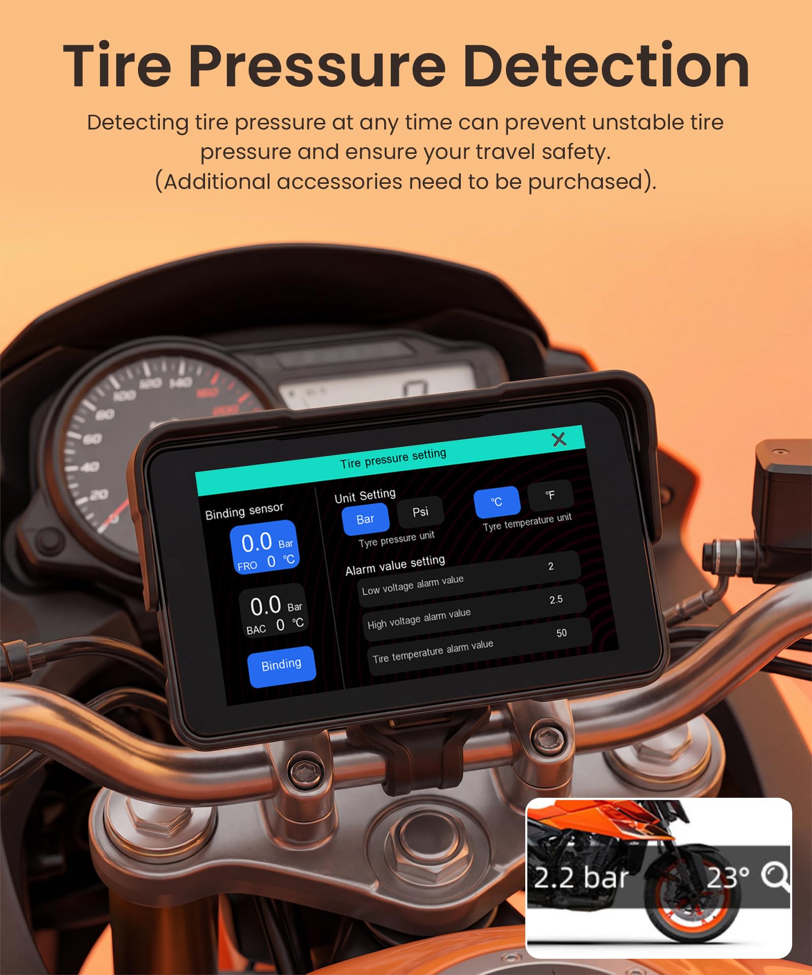 Rimoody Motocyklowy wyświetlacz CarPlay 5" z kontrolerem kierownicy, zdejmowany stojak, bezprzewodowy wyświetlacz CarPlay i Android Auto do motocykli, bezprzewodowe radio samochodowe CarPlay
