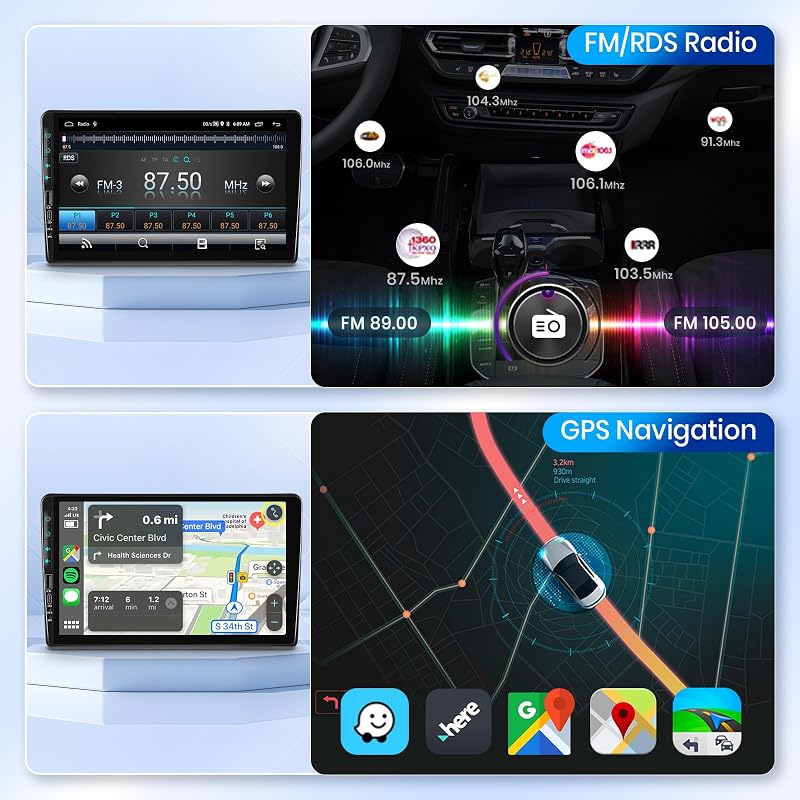 Podofo 9" Autórádió Fiat Ducato 3/Peugeot Boxer 2/Citroen Jumper 2 (2011-2022) - 2G+64G Vezeték Nélküli CarPlay, Android, Bluetooth, GPS, Wi