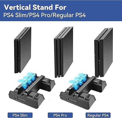 Miniatura 7 de Base de carga de estación de ventilador de refrigeración para Playstation 4 estación de carga de controlador con ranuras de juego para Playstation 4