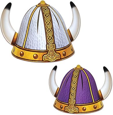 Club Pack of 48 Silver and Purple Medieval Viking Helmet Party Hats - One Size Fits Most