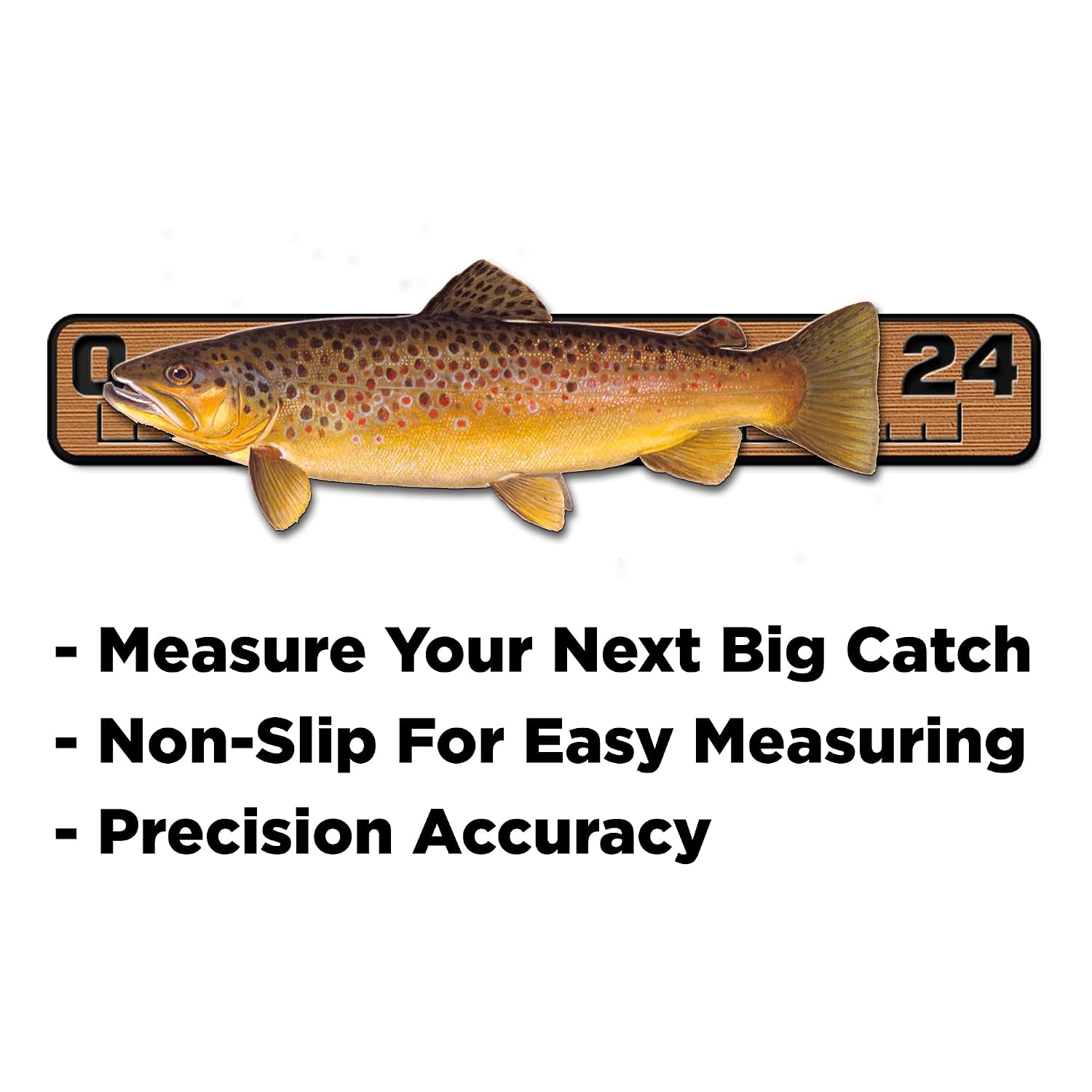 USATuff SeaDek EVA Foam Fish Measuring Ruler for Boat, Fishing, Kayak | Adhesive Backing Peel & Stick - 24" Mocha-Black