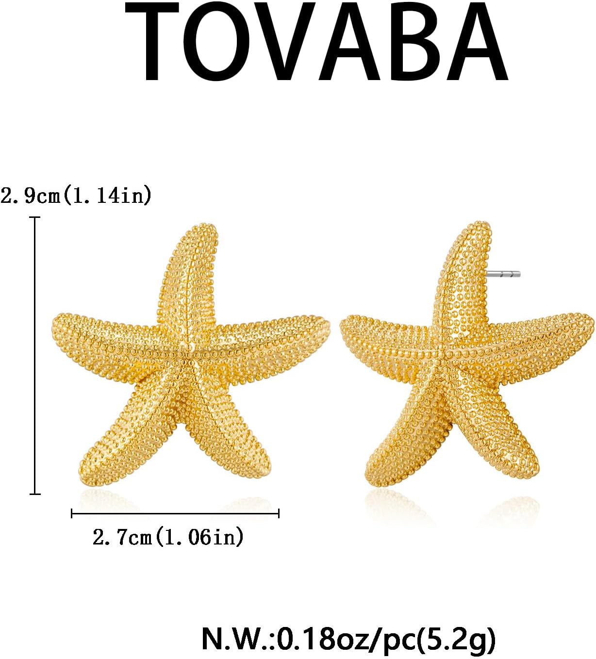 Gold Starfish Earrings for Women Beach Ocean Style Trendy Shell Dangle Earrings for Vacation Chunky Seashell Studs Hypoallergenic Statement Summer Jewelry - Image 4