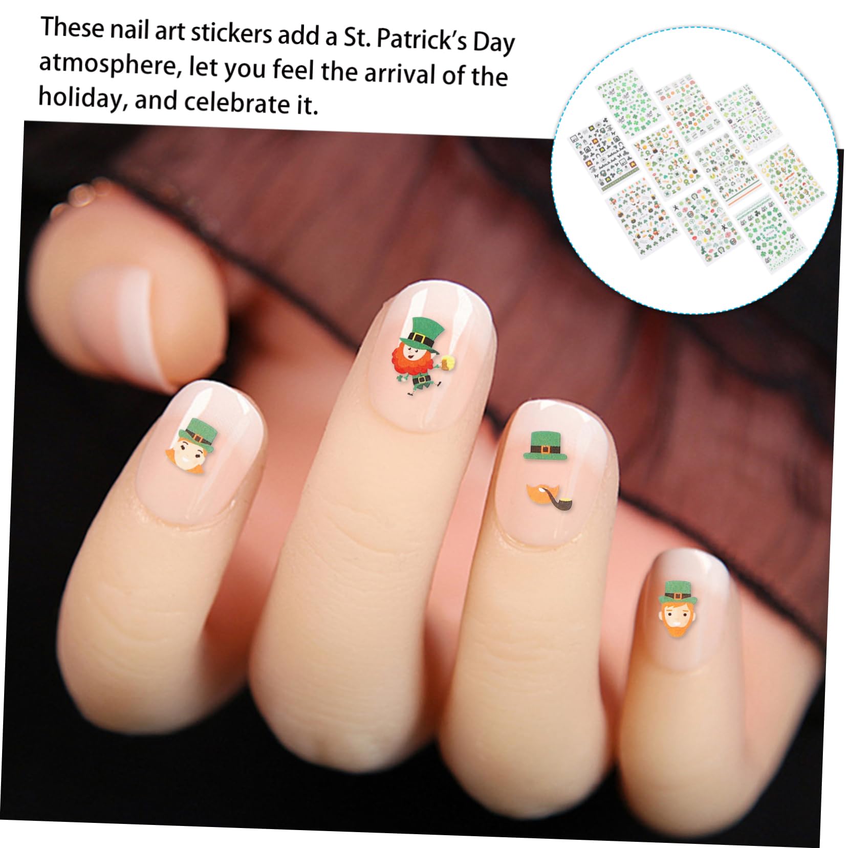 VICASKY 3 Set Adesivi Unghie Festival San Patrizio Stickers Creativi Per Decorazioni Nail Art Facili Applicare Atmosfera Festiva Per Feste E Manicure 10 Fogli*3