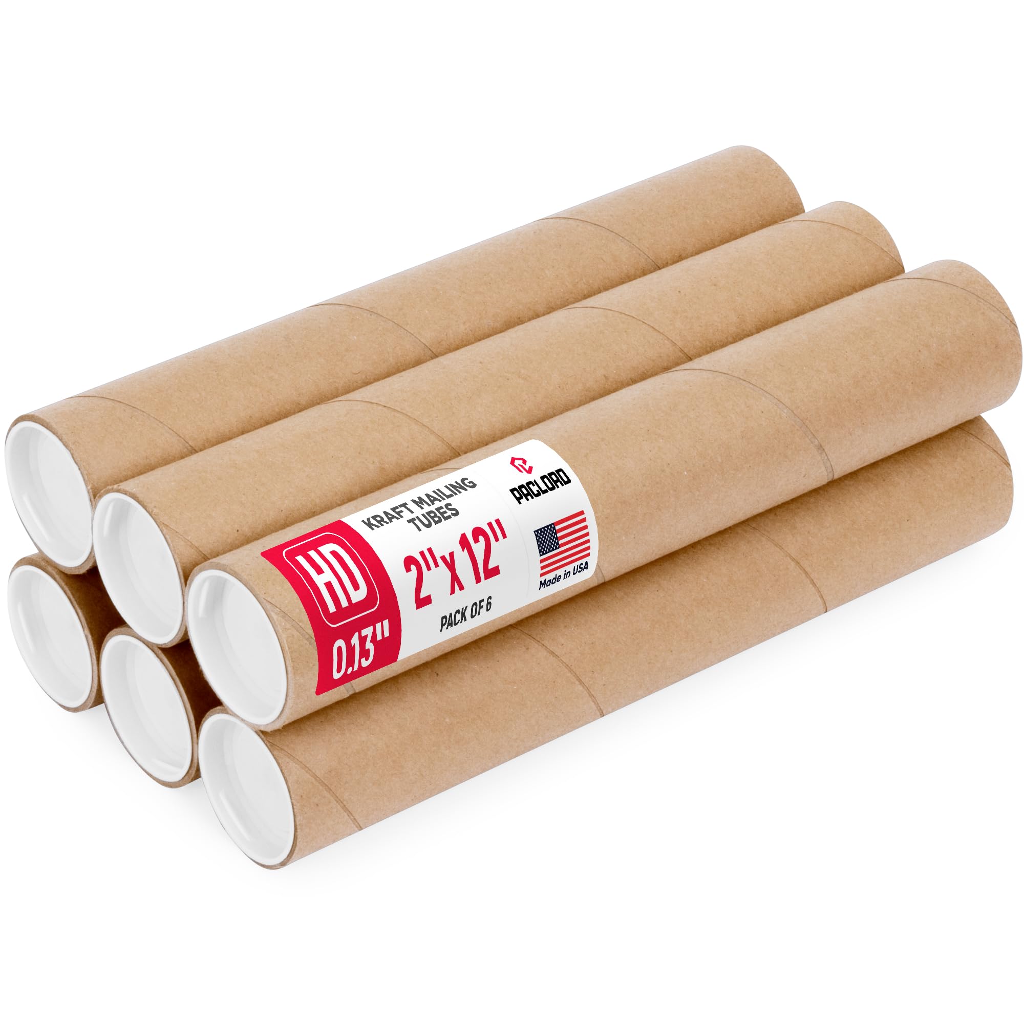 Lot de 6 tubes d'expédition robustes en carton renforcé de 5,1 x 30,5 cm avec 12 capuchons – Approuvé par l'USPS sécurisé – Idéal pour l'expédition et le stockage d'impressions, d'œuvres d'art