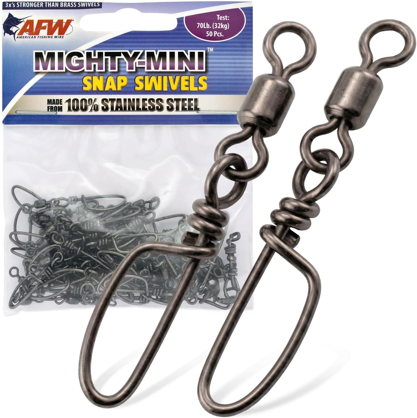 American Fishing Wire Mighty Mini Snap Swivels (100-Percent Stainless Steel)