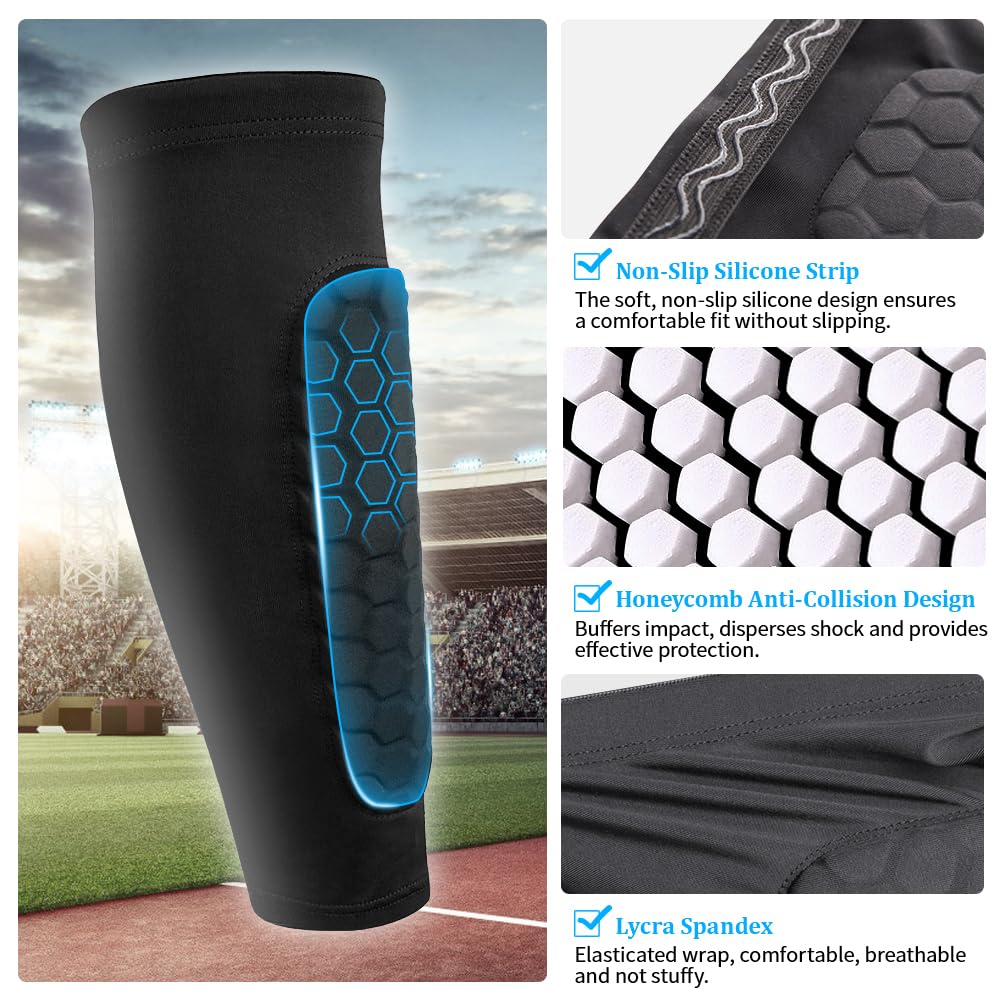 1 paio Parastinchi da Calcio, Manica Protettiva per Polpacci Antiscivolo, Parastinchi Calcio con Imbottitura EVA da 12mm a Nido d'Ape ideale per Calcio e Altri Sport