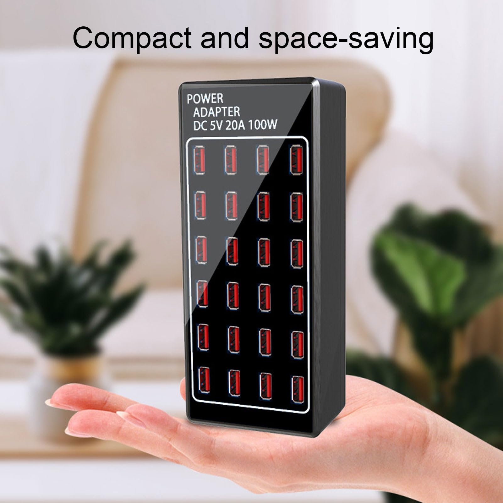 Estación de Carga USB de 100 W, Cargador USB Rápido de 24 Puertos, Protección contra Sobrecarga, para Teléfonos Inteligentes, Tabletas, Auriculares, Uso en Casa, Viajes, (Enchufe Europeo)