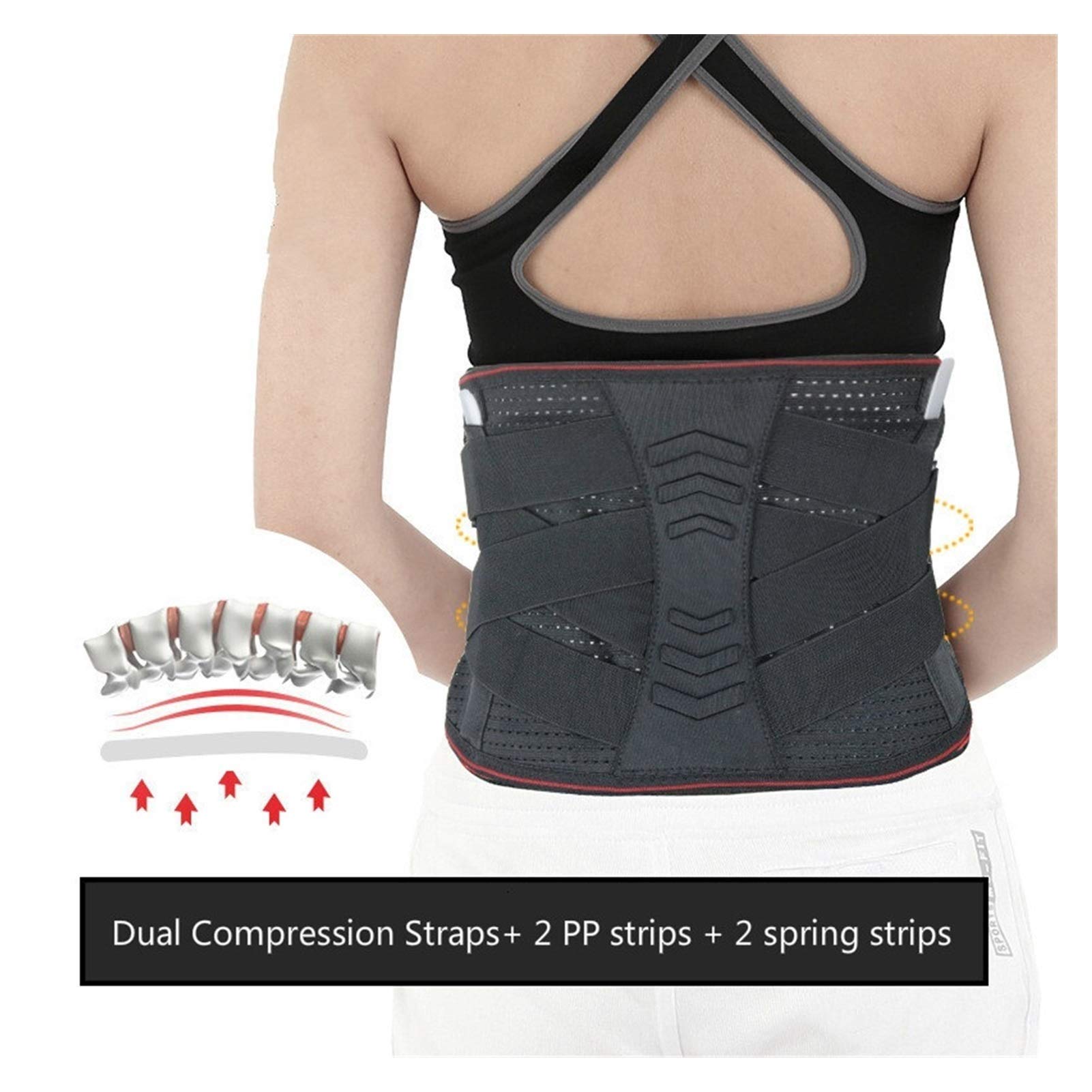 DSMYYXGS - Cinturón de cintura para gimnasio, alivio del dolor de espalda, correas lumbares ortopédicas, transpirable, doble correa ajustable, Faja Lumbar (tamaño: grande)