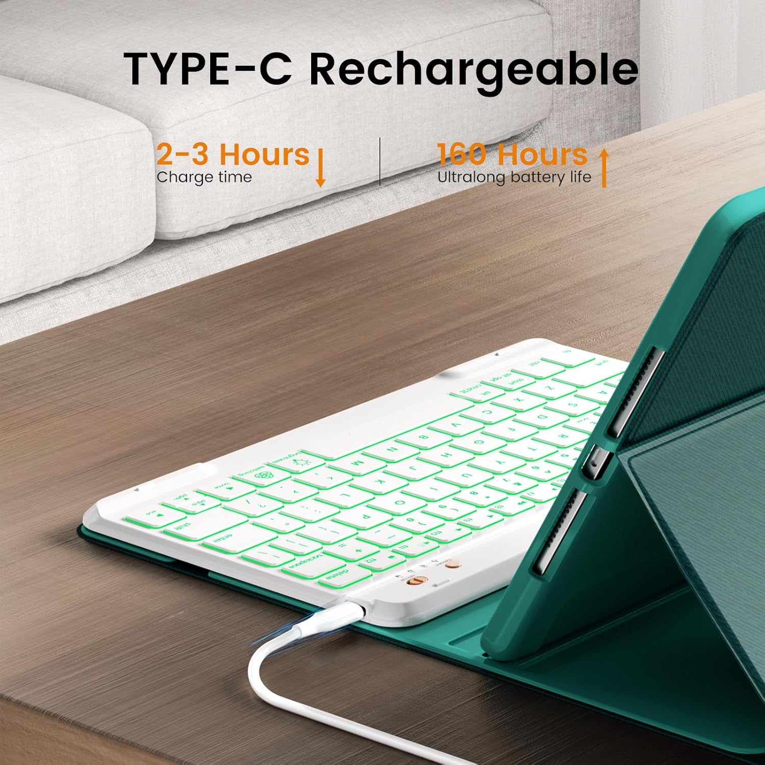 for iPad Air 11 inch (M3/M2) & Air 5th 4th Generation Case with Keyboard, 7-Color Backlit Detachable, Folio Cover with Pencil Holder for iPad Air 11" M3/M2 (2025/2024), Air 5/4th, Pro 11" - Teal