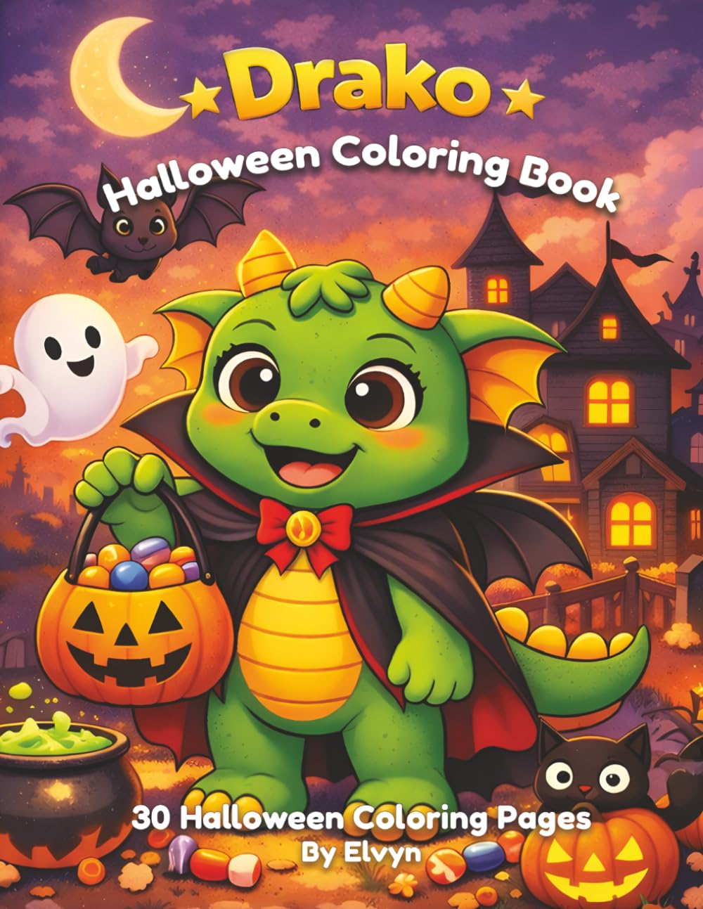 Drako Halloween Coloring Book: Cute and Easy Halloween Coloring Pages for Kids Ages 4-8 (Drako Coloring Books)