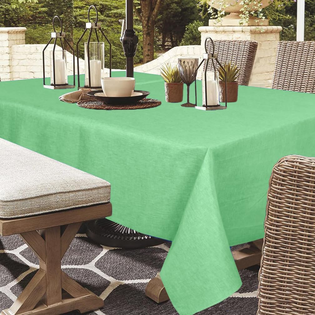 Outdoor Tablecloth Wrinkle-Free Stain Resistant Waterproof Polyester Fabric Table Cover with Zipper Umbrella Hole for Picnic/Party/Dinner/Patio Garden(60×84inch,Zippered,Kelly Green)
