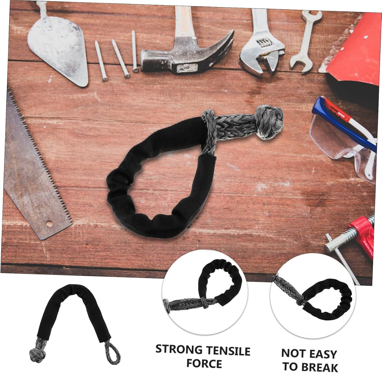 Flexible Synthetic Winch Shackle for Vehicle Recovery High Molecular Polyethylene Towing Recovery Strap Durable Self-Tightening Loop Off-Road Truck Accessory