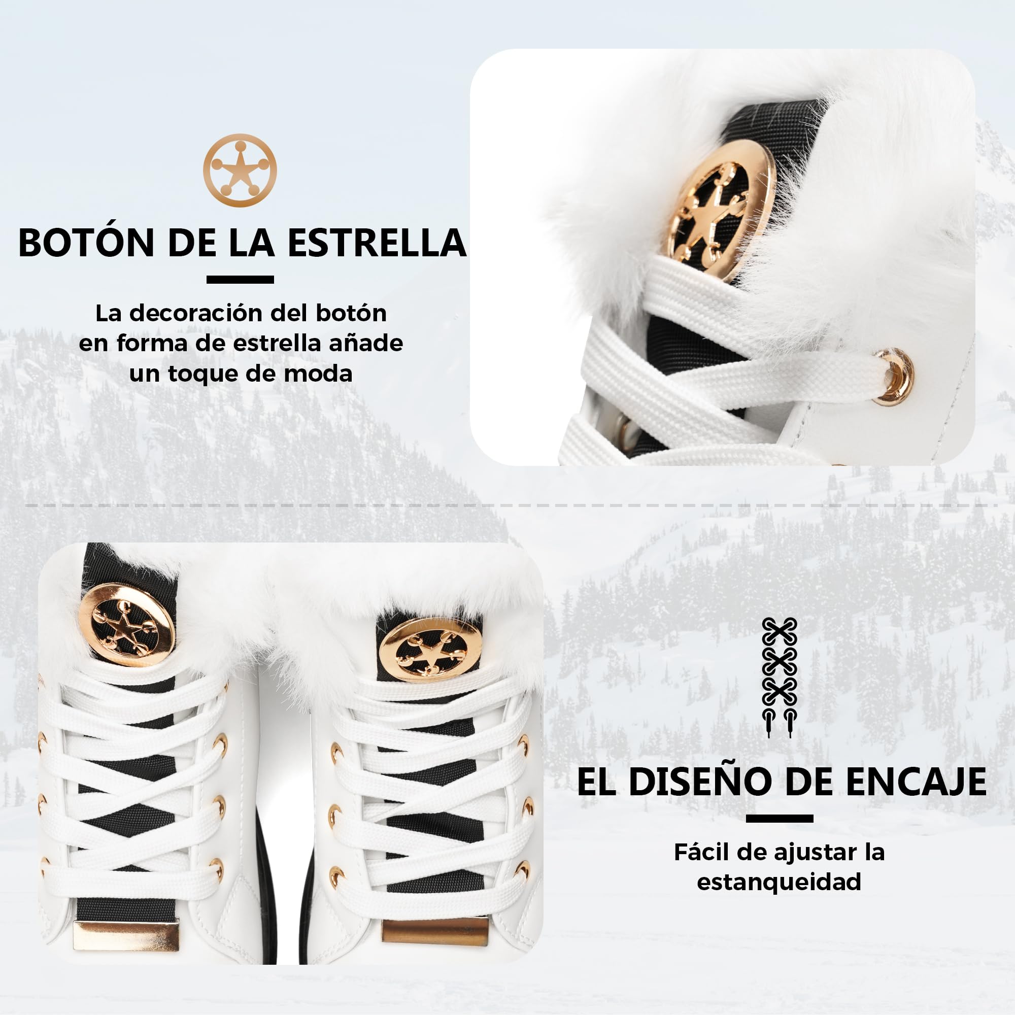 GLAMORA Caldi stivali invernali da donna – scarpe da ginnastica antiscivolo con fodera in pelliccia sintetica, cerniera interna, impermeabili, comodi stivaletti, scarpe con lacci per l'esterno