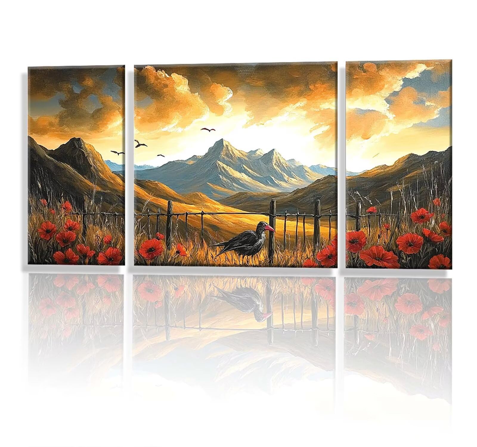 3 Pezzi Dipingere con i Numeri adulti, Paint by Numbers Catena montuosa Paesaggio, Kit Lavoretti Creativi, Kit Pittura Acrilica Fai-da-Te, con Pennello, Decorazioni Casa 70x140cm Senza Cornice y1s-612