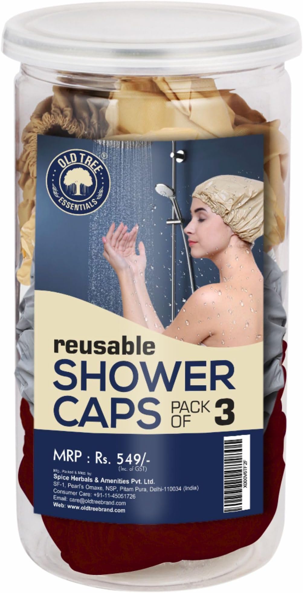 Reusable Shower Caps for Women (Pack of 3) | Waterproof, Durable & Comfortable Hair Protector | Stylish Floral Printed Bath Caps for Shower, Spa, Makeup, Travel