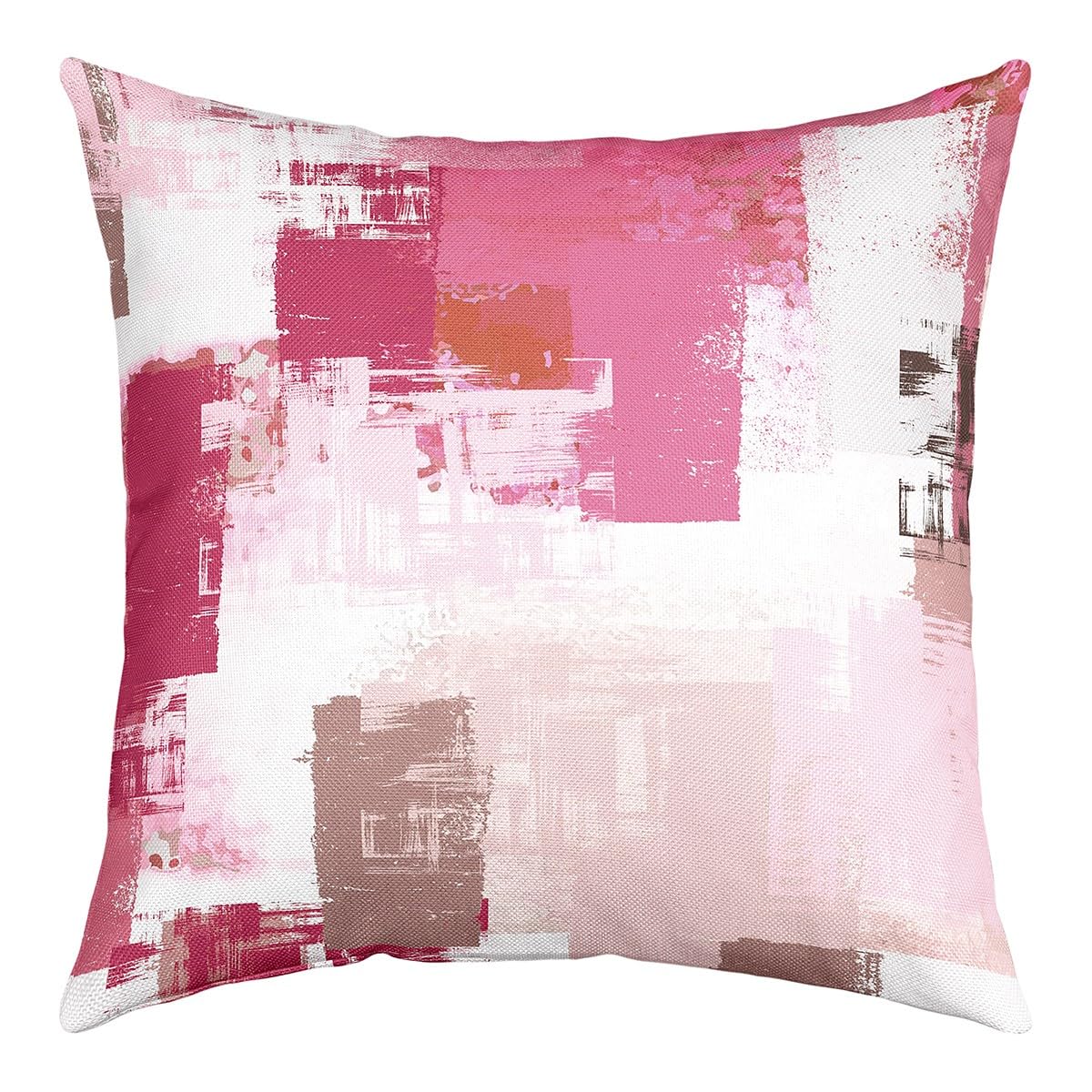 Federa Per Cuscino Quadrata 45x45 Cm In Cotone E Lino - Motivo Marmo Rosa Con Cerniera - Per Divano, Letto E Auto - 4