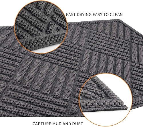 Miniatura 193 de Mibao Tapete para puerta delantera, resistente y duradero, tapete de bienvenida para interiores y exteriores, atrapador de suciedad, impermeable