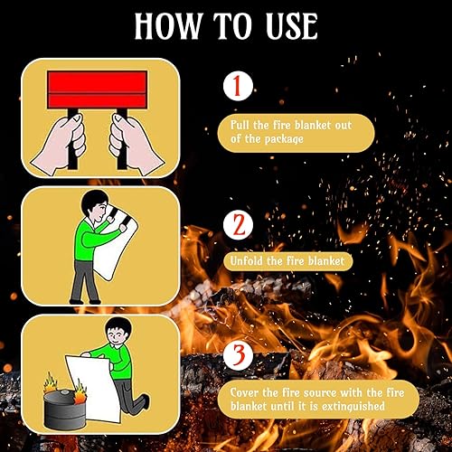 Vista 21 de Jerify Paquete de 12 mantas de fuego para el hogar, manta de emergencia contra incendios de 47 x 47 pulgadas, manta de fibra de vidrio, protección