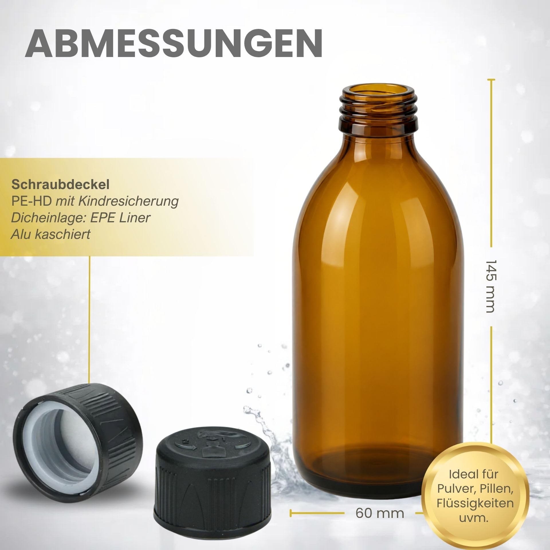mikken 4 bottiglie di vetro marrone 2 x 250 ml + 2 x 500 ml con tappo a vite