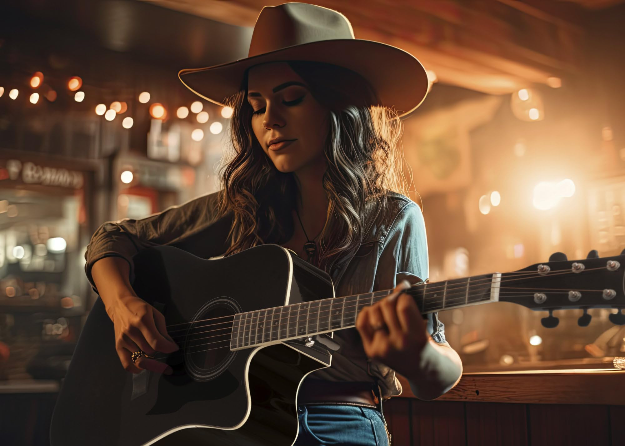 Classic Cantabile WS-20 BKEQ Dreadnought Westerngitarre - Akustikgitarre mit Stahlsaiten - Gitarre mit Tonabnehmer und 3-Band Equalizer - Geschlossene und Gummierte Chrom-Mechaniken - Schwarz