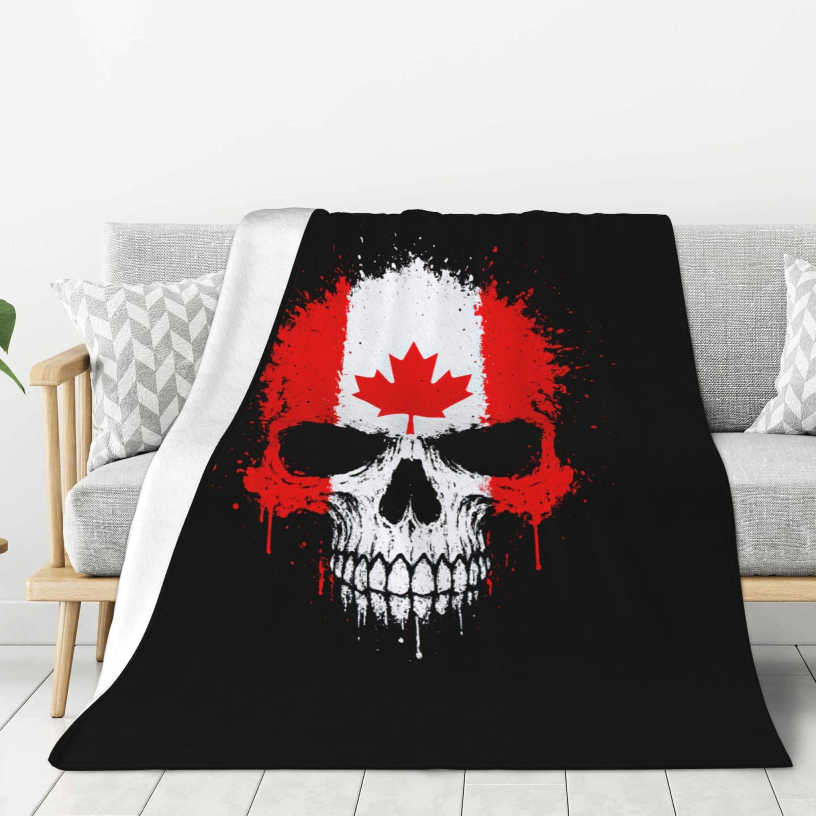 Couverture Canada crâne chaude et épaisse idéale pour le camping et salon
