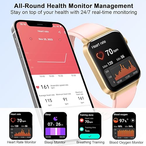 Miniatura 4 de Reloj inteligente para mujeres y hombres (respuesta/hacer llamadas), reloj inteligente deportivo con monitor de sueño de frecuencia cardíaca,